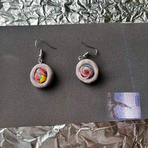You are my universe
Homemade swirl round clay earrings